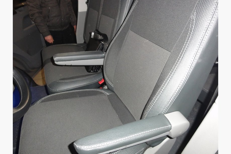 Volkswagen T5 Transporter 2003-2010 Huse Auto (Piele Ecologica↗Textil, Premium) Set Complet Interior ↗ Scaune Fata (1↗1) Foto 3