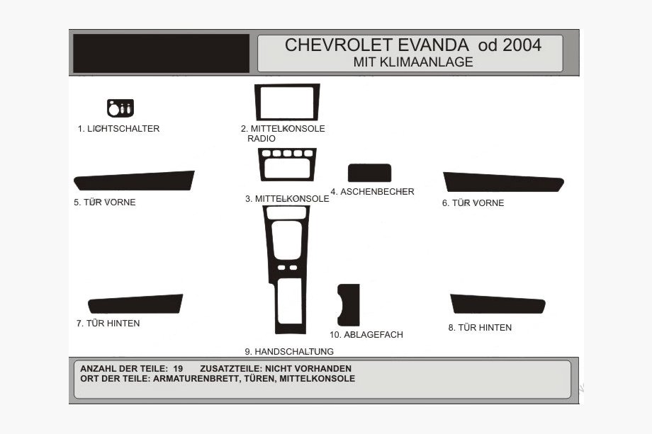 Chevrolet Evanda 2000-2006 Capace bord (Hartman) Image