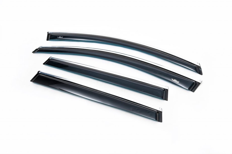 Volvo XC70 2007-2013 Deflectoare geamuri cu ornament crom (4 buc, HIC) Foto 1
