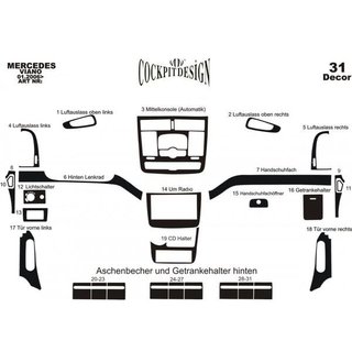 Decor bord Meric (Partea frontala + Insertii interioare) Mercedes Viano 2004-2014 foto 4