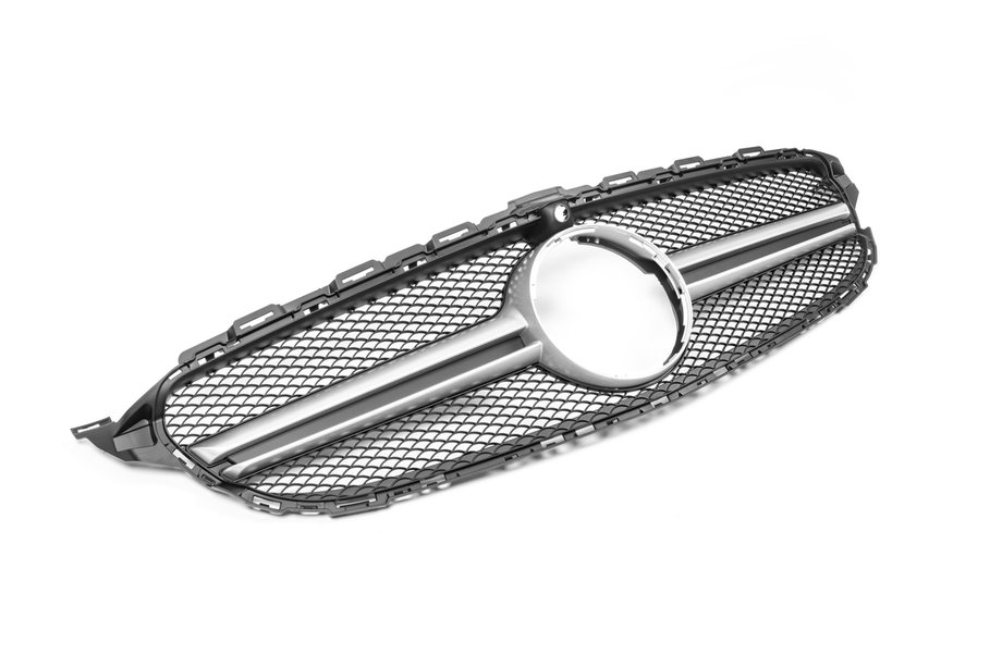 Mercedes C-class W205 2014-2021 Grila Fata AMG Silver (pentru Avantgarde/AMG-Line/C43 AMG) 2014-2018, fara camera Foto 5