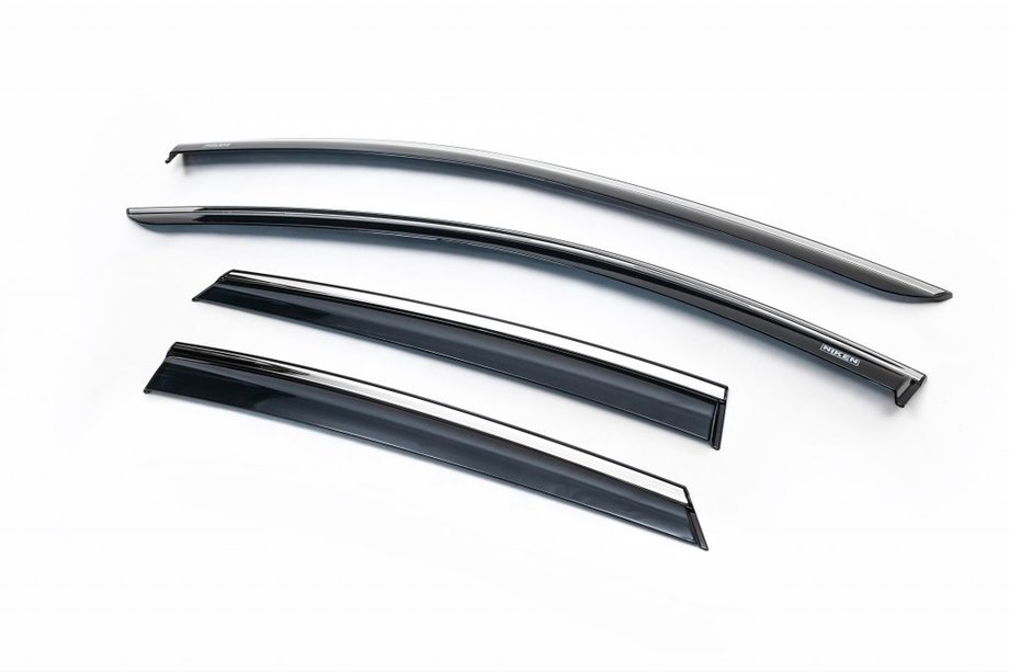 Seat Leon 2013-2020 Deflectoare geamuri cu ornament cromat (HB, 4 buc, Niken) Image