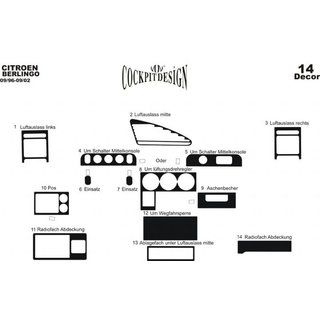 Decoratiuni bord aspect lemn Peugeot Partner 1996-2008 foto 4