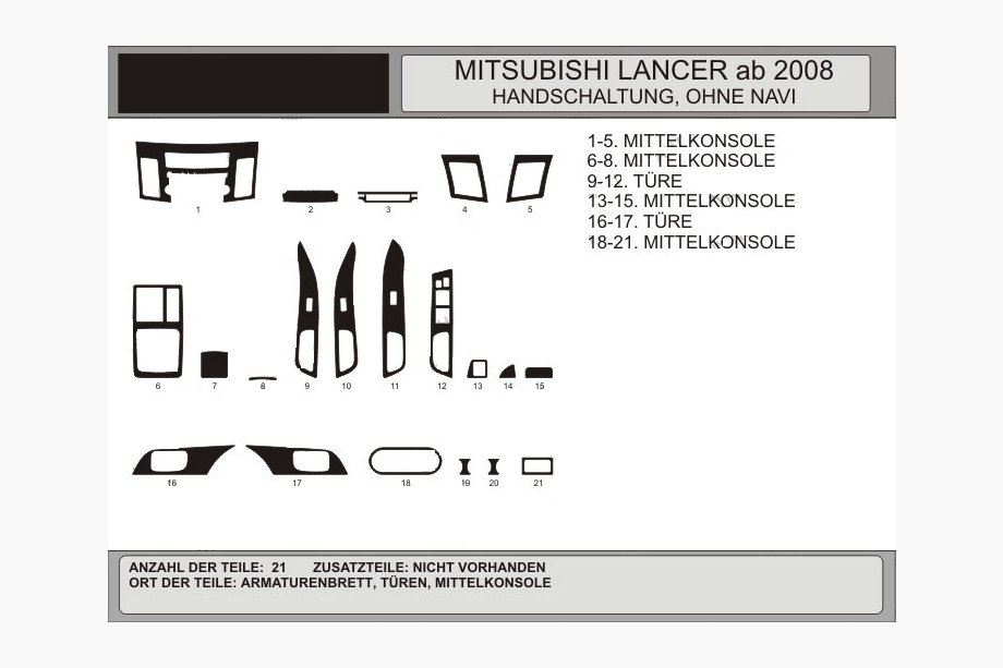 Mitsubishi Lancer X 2008- Capace bord (Hartman) Image