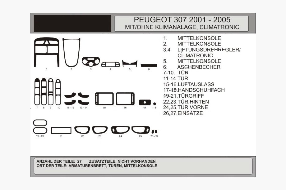 Peugeot 307 2001-2008 Tuning interior (Hartman) Aluminiu Image