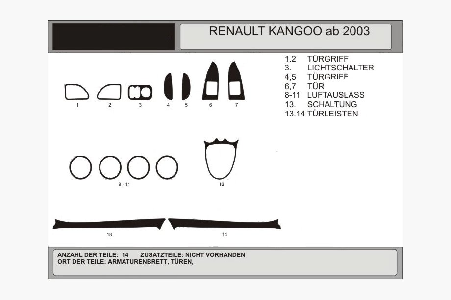 Renault Kangoo 1998-2008 Capace bord (Hartman) Albastru Image