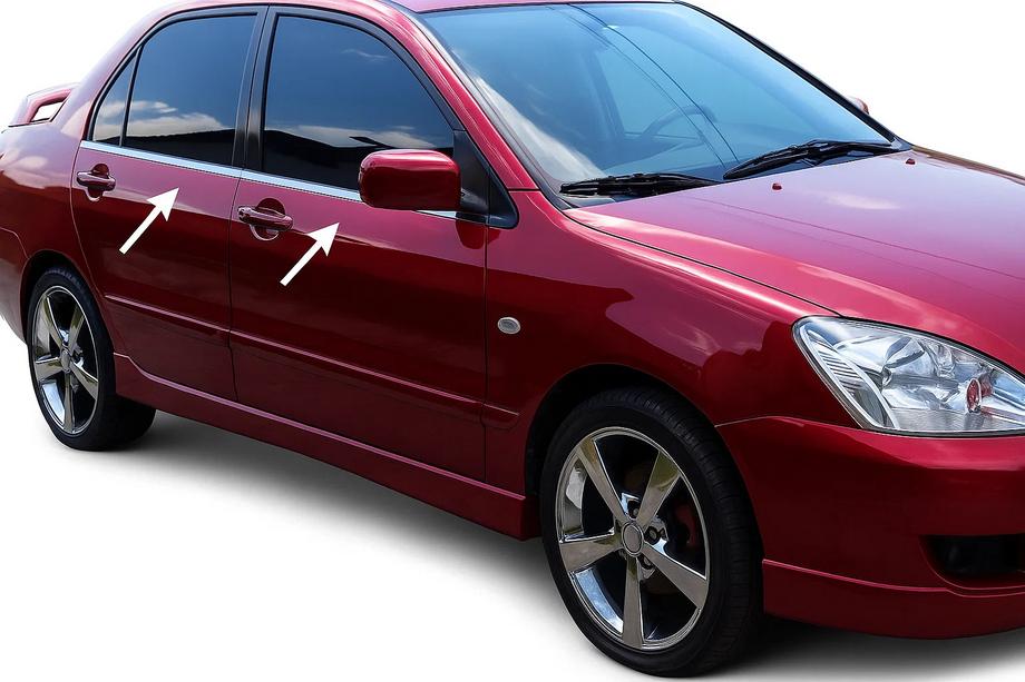 Mitsubishi Lancer 9 2004-2008 Ornamente Exterioare Geamuri Inox (4 buc) Carmos - Otel Inoxidabil Turcesc Image