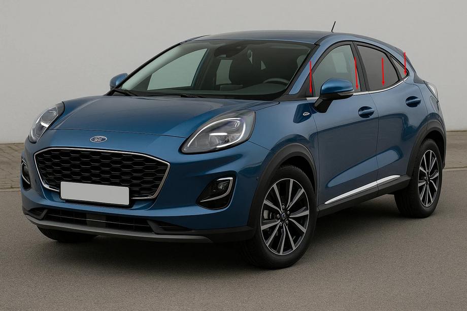 Ford Puma 2019- Ornamente inferioare geamuri inox (8 buc) Image