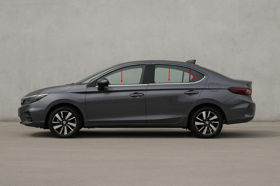 Honda City 2021- Ornamente Geamuri SD (6 buc, Inox) Image