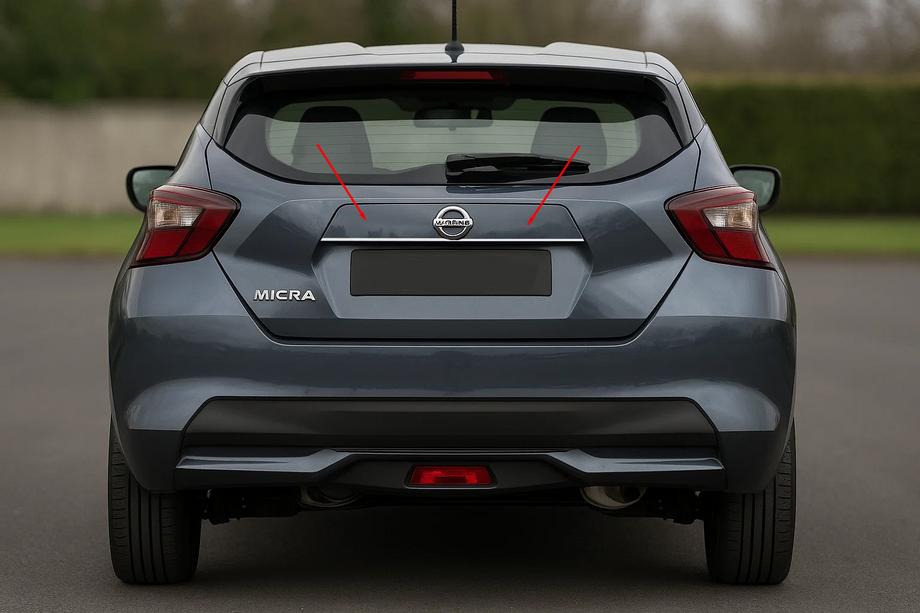Nissan Micra K14 2016- Ornament cromat deasupra numarului OmsaLine (inox) Image
