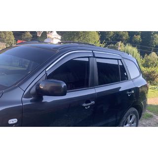 Deflectoare geamuri cu ornament cromat (4 buc, Niken) Hyundai Santa Fe 2 2006-2012 foto 1