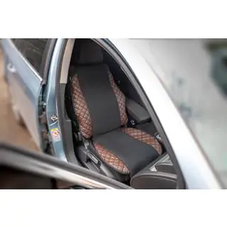 Husa de scaun ECO si material textil (1 buc, Maro cu cusatura neagra + material) foto 1