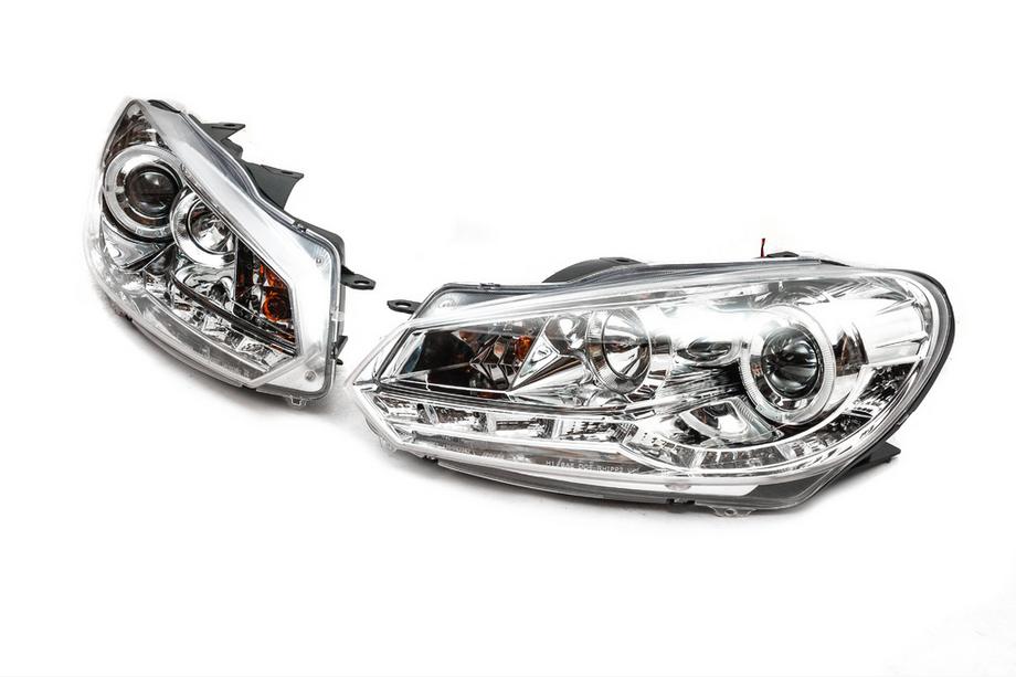 Volkswagen Golf 6 2008-2014 Faruri Fata Silver (2 buc, LED) Image