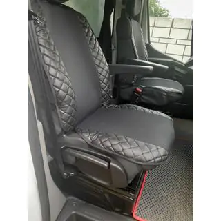 Husa de scaun ECO si material textil (1 buc, Negru cu cusatura neagra + material) foto 3