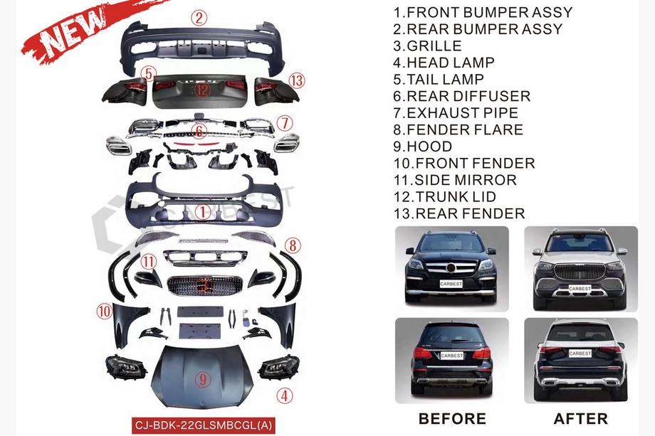 Mercedes GL/GLS class X166 2012-2019 Kit conversie facelift de la X166 la GLS X167 Maybach (Type-A) Image