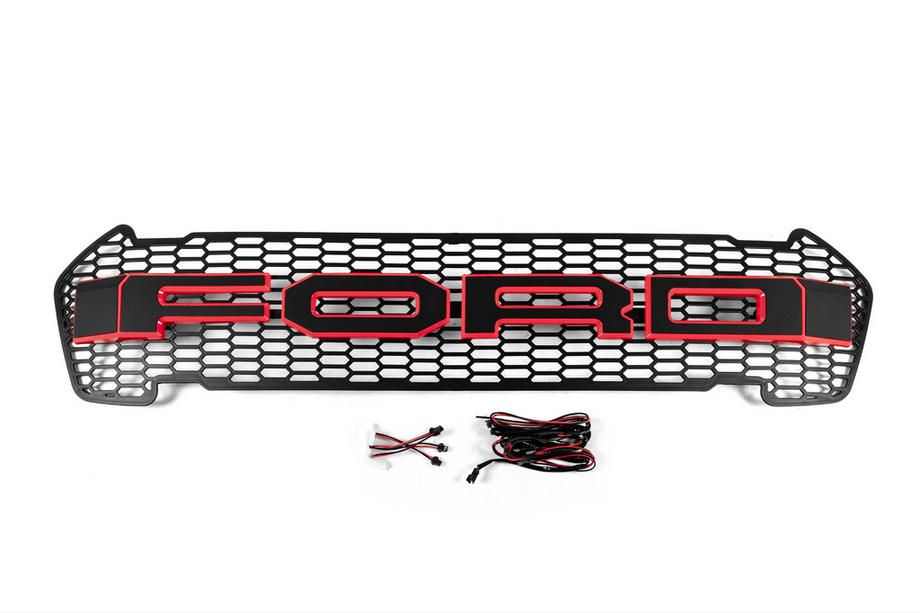 Ford Ranger 2011–2022 Grila Fata (2015-2018, Rosu, LED) Image