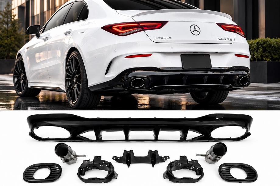 Mercedes CLA C118 2019- Difuzor spate cu tipsuri evacuare (design CLA35) Foto 1