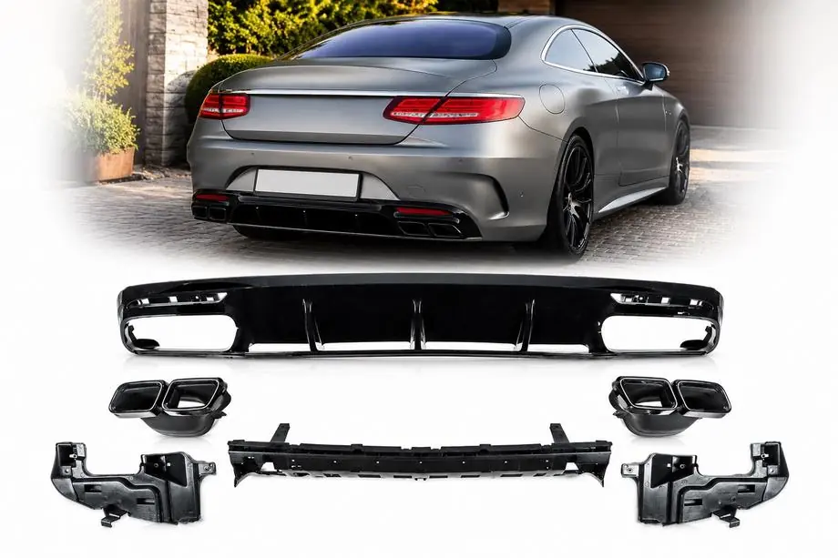 Mercedes S-class C217 Coupe 2014-2020 Difuzor Spate cu Tevi Black (2018-2020) Foto 1