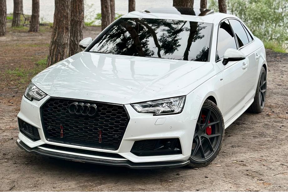 Audi A4 B9 2015-2024 Prelungire lip frontala DPT V-1 (pentru S-Line, 2015-2019, negru lucios) Foto 1