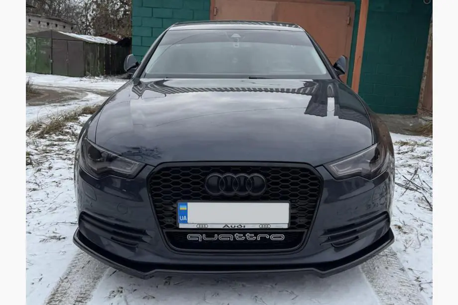 Audi A6 C7 2011-2017 Lip frontal DPT V-2 (pentru S-Line, 2011-2015) (negru lucios) Image