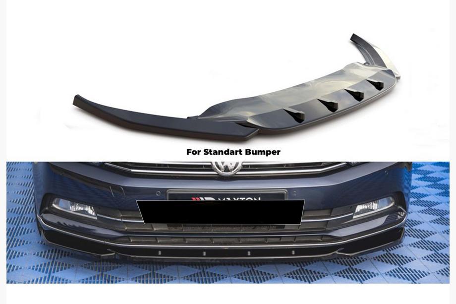 Volkswagen Passat B8 2015-2023 Lip spoiler fata DPT V-1 (2015-2019 EU, negru lucios) Foto 1