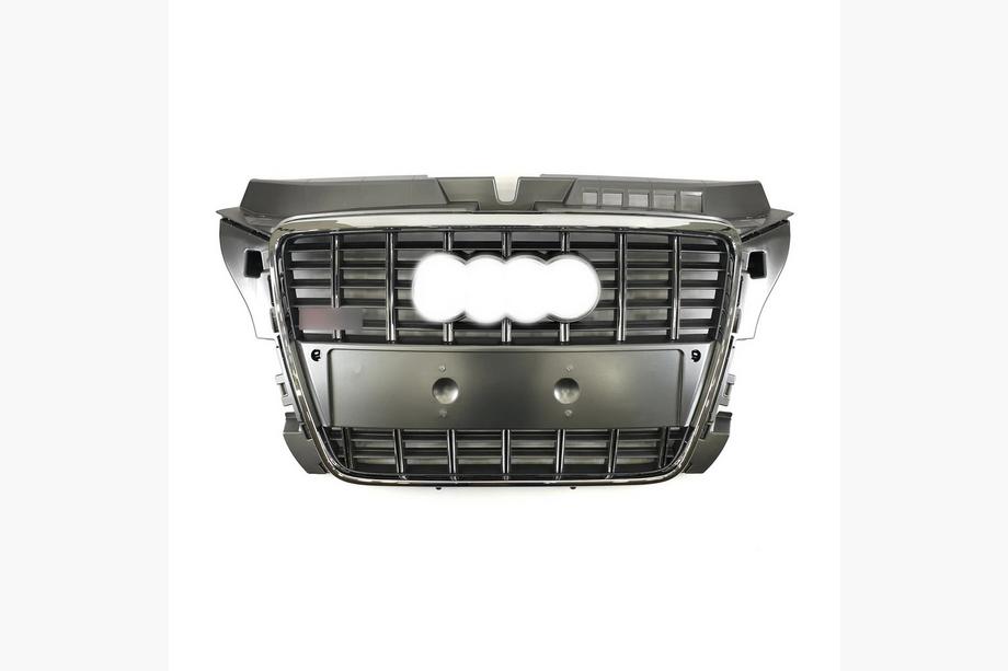 Audi A3 2003-2012 Grila fata S-Style (2008-2012, gri cu crom) Image