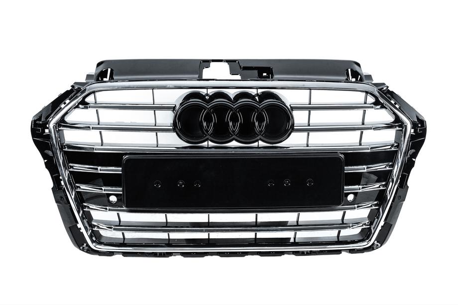 Audi A3 2012-2020 Grila Fata S-Style (2016-2020, Negru cu Crom) Foto 1