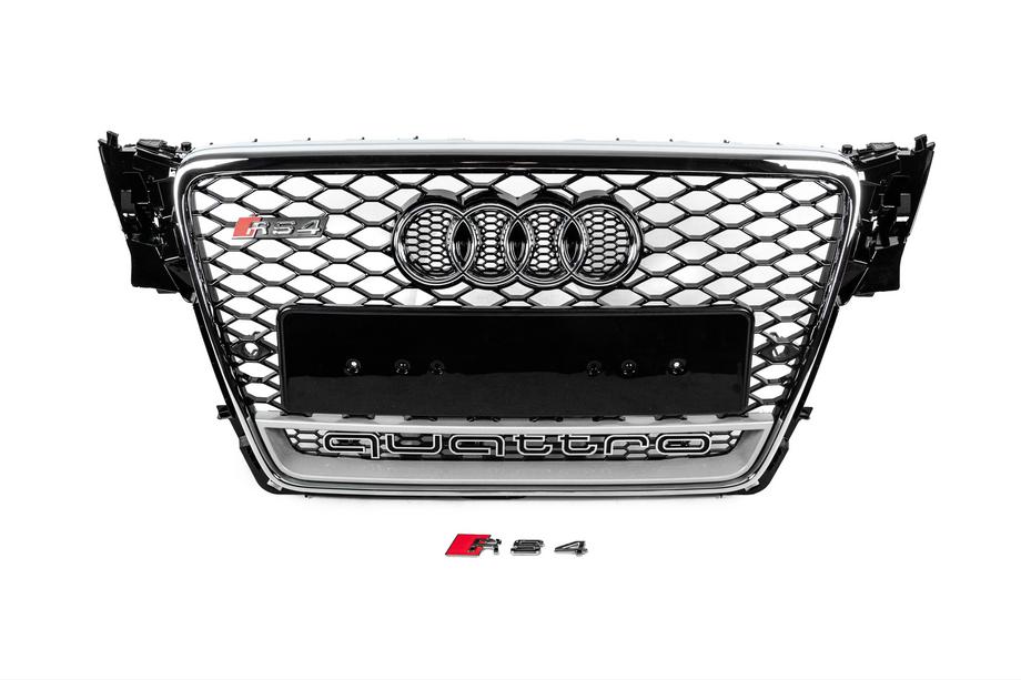 Audi A4 B8 2007-2015 Grila fata cu inscriptie Quattro RS-style (2007-2011, neagra) Image