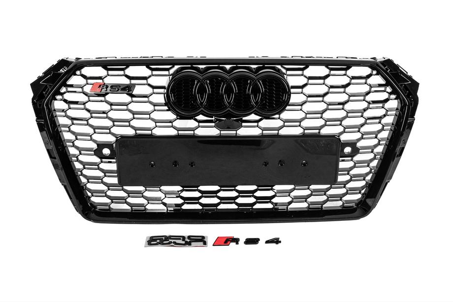 Audi A4 B9 2015-2024 Grila fata stil RS cu inscriptie Quattro (2015-2019, neagra) Foto 1