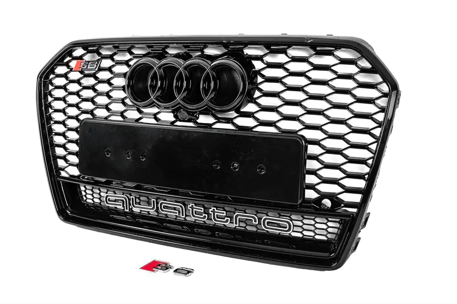 Audi A6 C7 2011-2017 Grila fata neagra stil RS cu emblema Quattro (2014-2017) Foto 2