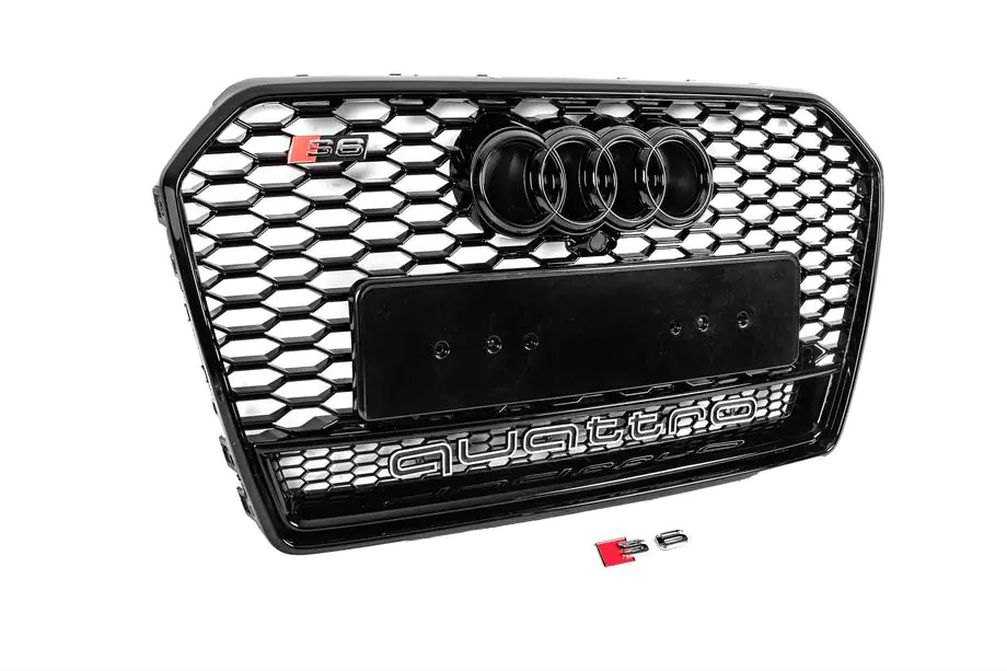 Audi A6 C7 2011-2017 Grila fata neagra stil RS cu emblema Quattro (2014-2017) Foto 3