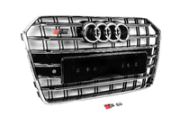 Audi A6 C7 2011-2017 Grila Fata Neagra cu Rama Cromata S-Style (2014-2017) foto 3