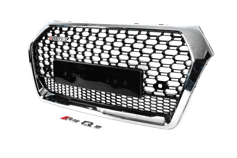 Audi Q5 2017-2025 Grila fata RSQ-Style fara logo (2017-2020, neagra cu crom) Foto 2
