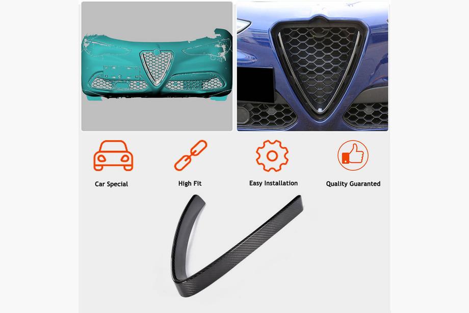 Alfa Romeo Stelvio 2016- Capac Grila Fata (2017-2023, Carbon Uscat) Foto 2