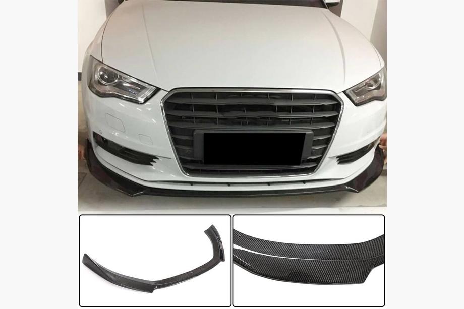 Audi A3 2012-2020 Prelungire bara fata Lip V1 (pentru Base 2012-2016 Sedan, Carbon) Image