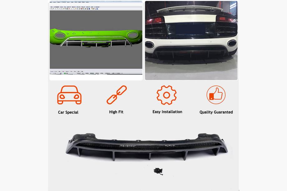Audi R8 2006-2015 Difuzor Bara Spate (Carbon) Foto 2