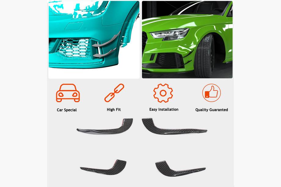 Audi A3 2012-2020 Prelungiri bara fata V2 (pentru RS3 Sedan 2017-2020, Carbon) Foto 2