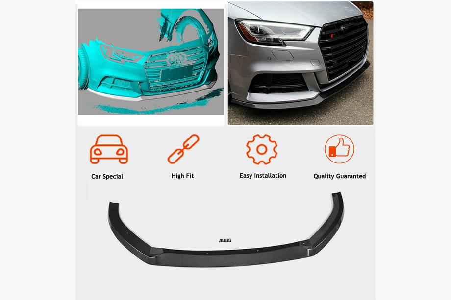 Audi A3 2012-2020 Prelungire bara fata Lip V5 (pentru S-Line Sedan 2017-2020, Carbon) Foto 2