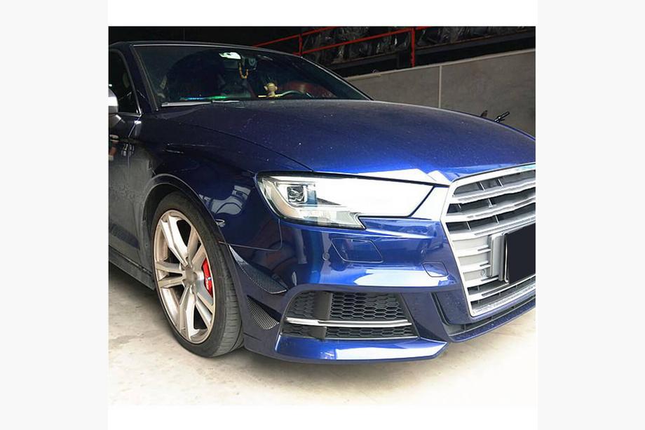 Audi A3 2012-2020 Bara de buza fata (pentru S-Line Sedan 2017-2020, Carbon) Foto 3