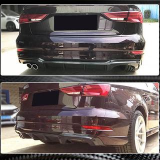 Difuzor bara spate V5 (pentru S-Line Sedan 2017-2020, Carbon) Audi A3 2012-2020 foto 3