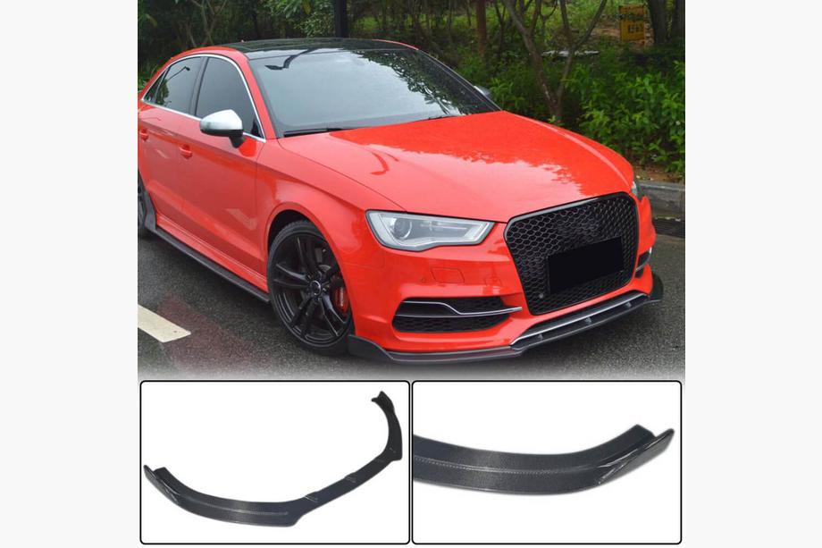 Audi A3 2012-2020 Prelungire bara fata Lip V3 (pentru S-Line Sedan 2012-2016, Carbon) Image
