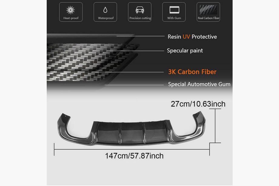 Audi A3 2012-2020 Difuzor bara spate V4 (pentru S-Line Sedan 2017-2020, Carbon) Foto 5