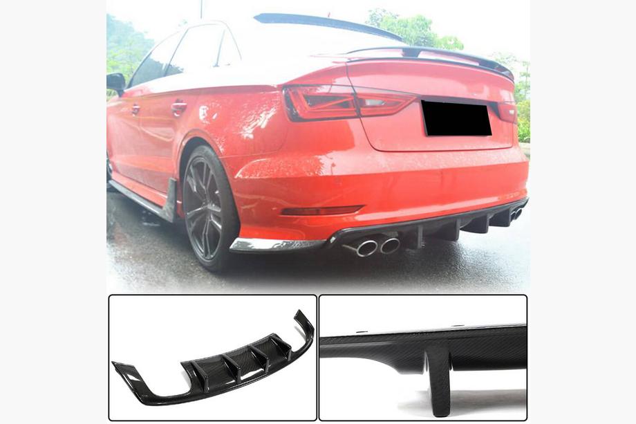 Audi A3 2012-2020 Difuzor bara spate V3 (pentru S-Line Sedan 2012-2016, Carbon) Image