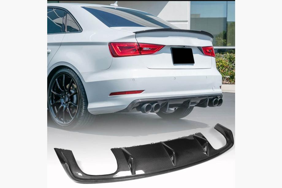 Audi A3 2012-2020 Difuzor bara spate V2 (pentru S-Line Sedan 2012-2016, Carbon) Foto 1