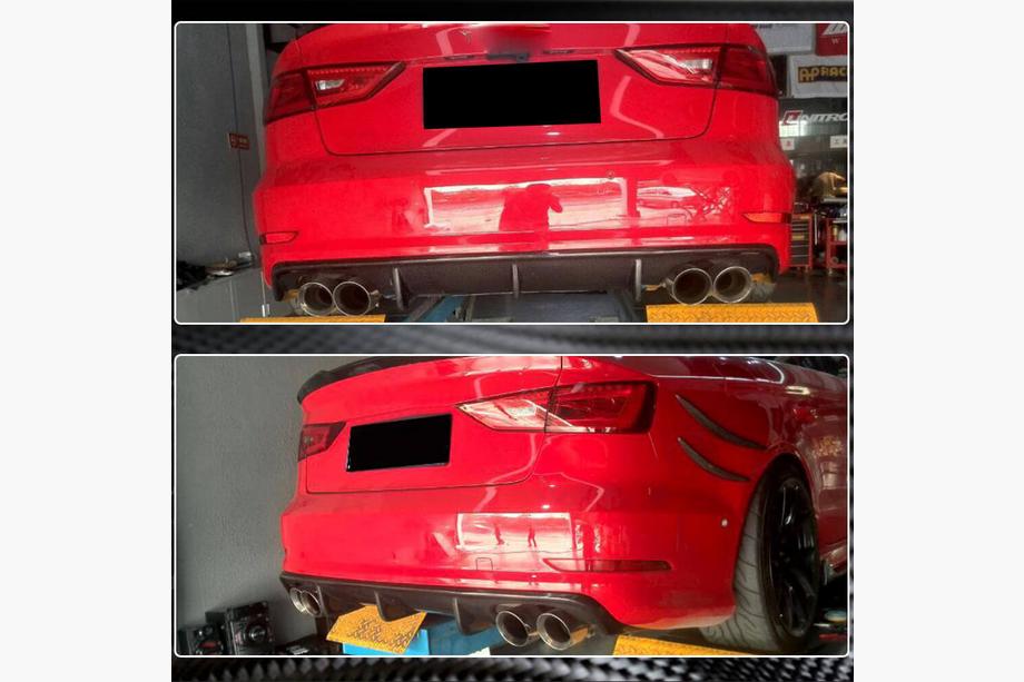 Audi A3 2012-2020 Difuzor bara spate V2 (pentru S-Line Sedan 2012-2016, Carbon) Foto 4