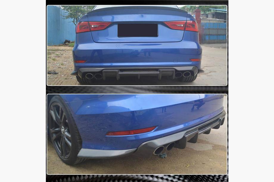 Audi A3 2012-2020 Ornamente pentru bara spate Flap (pentru S-Line Sedan 2012-2016, Carbon) Foto 3