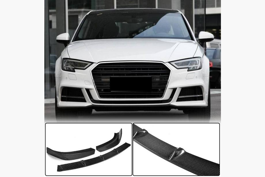 Audi A3 2012-2020 Prelungire buza bara fata Lip V2 (pentru S-Line Sedan 2017-2020, Carbon) Image