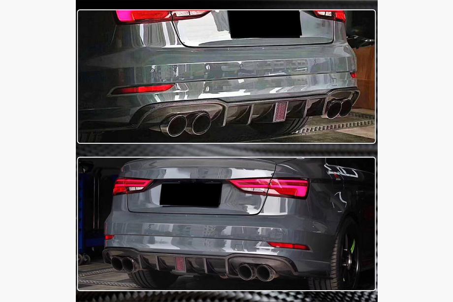 Audi A3 2012-2020 Difuzor bara spate V2 (pentru S-Line Sedan 2017-2020, Carbon) Foto 4