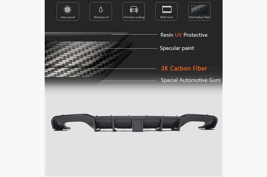 Audi A3 2012-2020 Difuzor bara spate V2 (pentru S-Line Sedan 2017-2020, Carbon) Foto 5