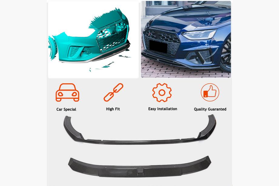 Audi A4 B9 2015-2024 Bara fata lip Lip V2 (pentru S-Line Sedan 2019-2024, Carbon) Foto 2